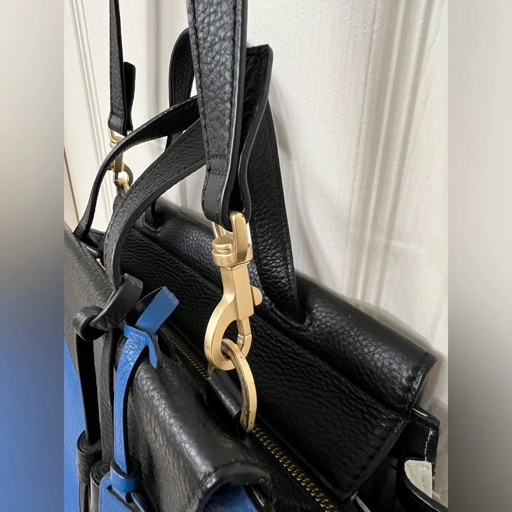kate spade Blue, Black & White Leather Top-Handle Satchel - Picture 5 of 15